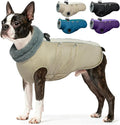 IDOMIK Warm Dog Coat with Harness, Waterproof Reflective Dog Jackets for Small Medium Large Dogs, Fleece High Collar Winter Jacket with Zipper, Pet Winter Snowsuit Clothes for Cold Weather,Khaki S