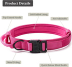 Tactical Dog Collar, Adjustable Military Training Nylon Dog Collar with Control Handle and Heavy Quick-Release Metal Buckle for Small Medium Large Dogs,Pink L