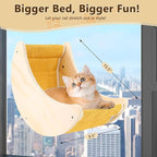 Cat Window Bed, Window Seat for Cats Inside, Wooden Half Moon Shaped Cat Window Perch with Strong Suction Cups for Sleep and Watch Birds