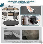 PETSFIT Portable Dog Playpen,36" Dog Play Pen Indoors with Removable Waterproof Mat & Zippered Roof | RV, Camping, Travel Dog Pen | Whelping & Cat Observation Space(36" L x 36" W x 21" H)