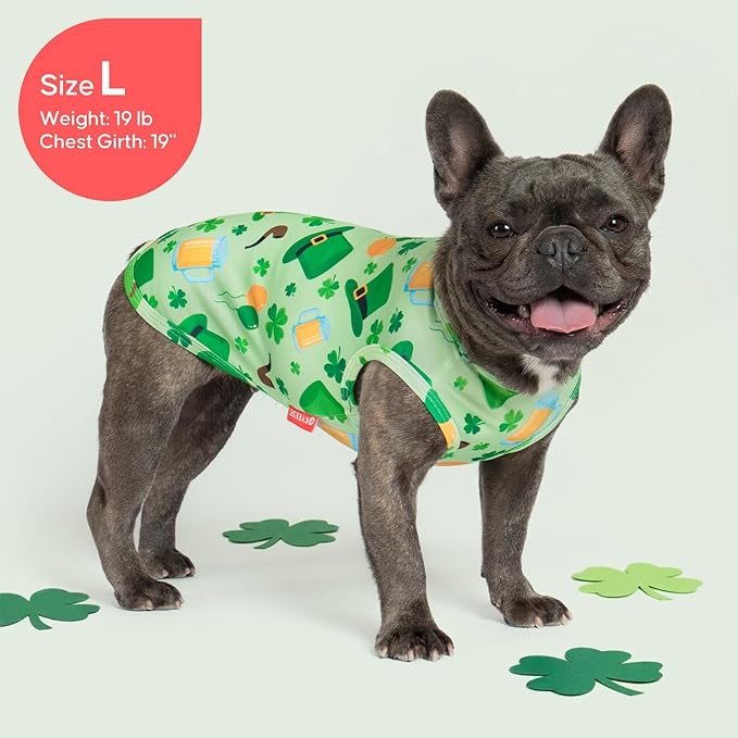 KYEESE 2Pack St. Patrick's Day Dog Shirt, Breathable Tank Top Sleeveless Dog T Shirts for Small Dogs Boy Girl, Lightweight Dogs Clothes Puppy Outfit for Holiday, Green, S