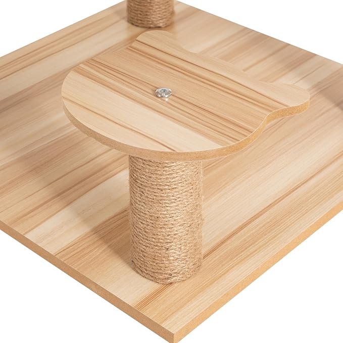 Wood Cat Tree - 54 -Inch Modern MDF Cat Tower for Indoor Cats,Multi-Level Houses for Large Cats with Scratching Posts, Brown