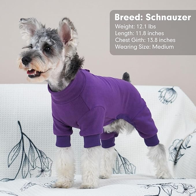 cyeollo Dog Pajamas Fleece Dog Pjs Jumpsuit Thermal Dog Onesie Stretchable Outfits Doggie Pet Clothes Warm Pajamas for Small Dogs Apparel, Color Purple