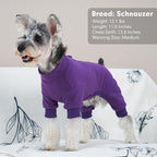 cyeollo Small Dog Pajamas Dog Pjs Jumpsuit Fleece Thermal Dog Onesie Stretchable Doggie Pet Shirts Warm Coat for Small Dogs Girl, Color Purple S