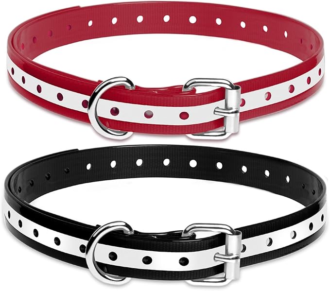 PaiPaitek Shock Collar Replacement Strap 2-Pack - Compatible with Jugbow, Bousnic, Slopehill 3/4 Inch Adjustable TPU Collar for Dogs | Waterproof & Reflective Design for Training, Walking