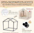 Jiupety Indoor Dog House with Frame, Cute Dog Tent Bed with Cover Cave, Breathable, Washable, and Foldable House, Suitable for 10-20 Lb Puppy and Cats, Medium (17"×17"×17"), Beige