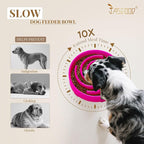 JASGOOD Slow Feeder Dog Bowl for Large Medium Dogs, Anti-Gulping Pet Slower Food Feeding Bowls, Stop Bloat, Preventing Choking, Healthy Design, R-Rose red