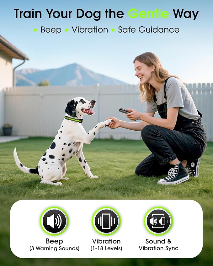 Vibrating Dog Training Collar with Remote, No Shock, Beep and Vibration Only, 3300FT Long Range, Waterproof Rechargeable, Safety Lock, No Prongs, for Small Medium Large Dogs