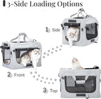 Extra Large Cat Carrier for 2 Cats, Collapsible Soft Sided Pet XL Crate for Large Mudium Big Cat 20lbs+, Car Travel Portable Bag for Long Trips Ride 24"x16.5"x16.5"