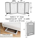 Dog Fence Indoor,Dog Gate Indoor for Doorway pet gate -4-Panel Freestanding, Hallways, House or Stairs -80x32-Inch Retractable Foldable Expandable Wood Pet by SFJC (Grey) ﻿