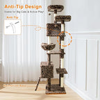82" Tall Cat Tree,Giant Cat Tree for Indoor Cats Large Adult, Heavy Duty Cat Tree Tower, Extra Large Cat Trees with Scratching Posts, Cat Condos, Hammock,Top Perch,Ramp (Leopard)