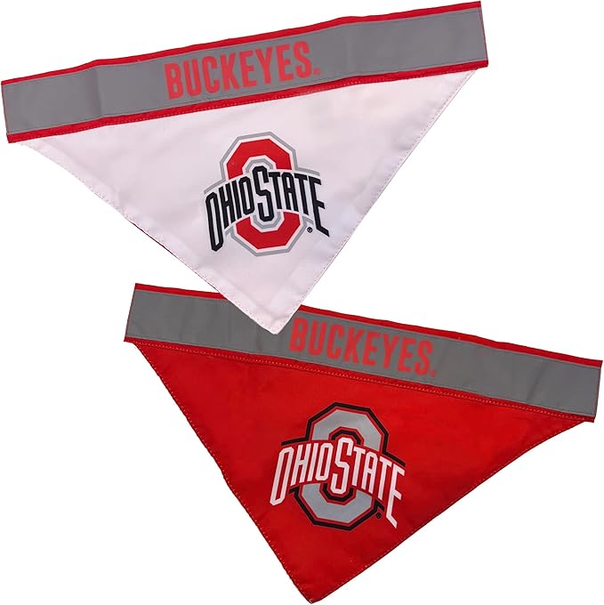 Pets First NCAA Ohio State Buckeyes TIE Bandana, Small/Medium. Dog Football Reflective Bandana Scarf Bib for Pet, Cat, or Dog. The Ultimate Game-Day, Party Bandana