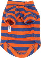 LOPHIPETS 100% Breathable Cotton Striped Dog Tee Shirt T-Shirt for Small Dogs Teacup Chihuahua Yorkie Puppy Clothes -Orange and Blue Strips/XXS