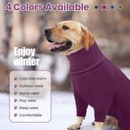 Dog Winter Coat Soft Fleece Pullover Pajamas, Fullbody Dog Cold Weather Jacket, Warm Pullover Doggie Winter Thermal 4-Legged Onesie Jumpsuit,High Collar Snowsuit Sweater for Dogs