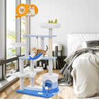 PETSITE Ocean-Themed Cat Tree for Indoor Cats, Multi-Level Cat Tower with Natural Sisal Scratching Posts, Hanging Toys and Padded Top Perch, Modern Cat Tree for Large Cats 20 lbs Heavy Duty (66")