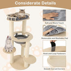 Tangkula Wood Cat Tree, 59 Inch Multi-Level Cat Tower with Top Padded Perch, Hammock, 3 Platforms & Sisal Scratching Posts, Large Modern Cat Tree Tower for Indoor Cats Kittens (59 Inch)