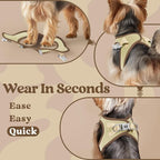 rabbitgoo Small Dog Harness, Step-in Soft Mesh Puppy Vest with Safety Buckle, Breathable Reflective Pet Harness for Small Sized Dogs, Brown & Beige S
