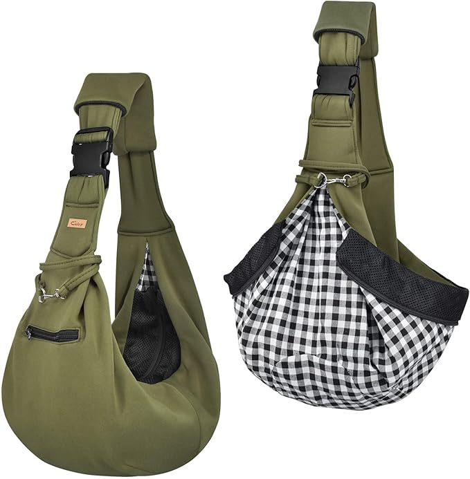 CUBY Dog and Cat Sling Carrier - Hands Free Adjustable Small Pet Sling - Soft Pouch and Tote Design - Suitable for Puppy, Small Dogs Cats Outdoor