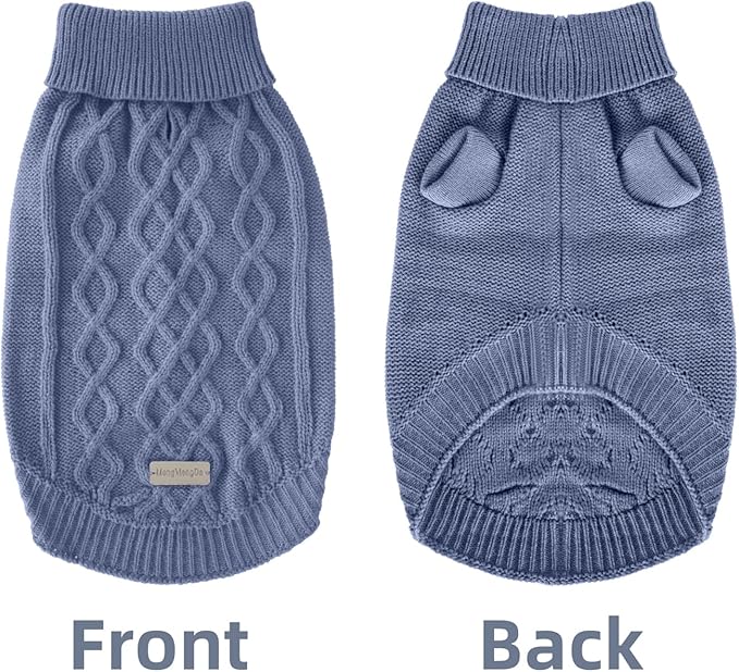 Small Dog Clothes, Warm Dog Pullover Sweater, Cold Weather Cable Knitwear for Chihuahua, Bulldog, Dachshund, Pug, Yorkie, Outfits for Small Dogs (Dark Blue XS)