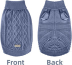 Small Dog Clothes, Warm Dog Pullover Sweater, Cold Weather Cable Knitwear for Chihuahua, Bulldog, Dachshund, Pug, Yorkie, Outfits for Small Dogs (Dark Blue XS)