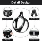 AMTOR Small Dog Harness with Leash Set, No Escape Easy Walk Puppy Harnesses for Training Walking, Step-in Reflective Soft Dogs Vest for XS S Medium Extra-Small Large Sized Dog(M,Black/Grey)