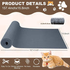Cat Scratch Furniture Protector, 157.4"x15.8" Cat Scratching Mat, Trimmable Self-Adhesive Cats Claws Scratch Pads, DIY Carpet Mat Replacement for Cats Tree, Cats Wall Shelves, Grey