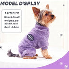 Small Dog Sweater Fleece Dog Pajamas Winter Warm Puppy Sweater Thermal Soft Puppy Pjs Coat Stretchy Jumpsuit Doggie Pet Clothes Outfits Cat Apparel (Purple, Small)