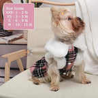 Dog Sweater with Leash Set D Ring Plaid Fleece Dog Clothes for Small Dogs Girl Boy Winter Puppy Dress Cold Weather Coat Fall XXS Sweater for Chihuahua Yorkie Cat Doggy Costumes, Pink, S