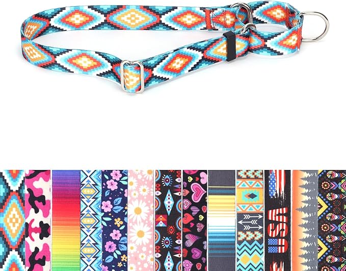 Slip Collar for Dogs, No-Slip Escape Proof Choke No Pull Cinch Soft Nylon Dog Training Martingale Collars Adjustable for Small Medium Large Breed Pet Dogs, Boho S