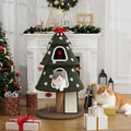 53" Large Christmas Cat Tree Tower: Indoor Green Heavy Duty Cat Condo House with Scratching Post & Toys for Xmas Decorations