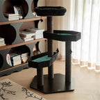 Happy & Polly Gothic Cat Tree with Coffin Bed - 40.9" Black Cat Tower with Soft Mats (Green)