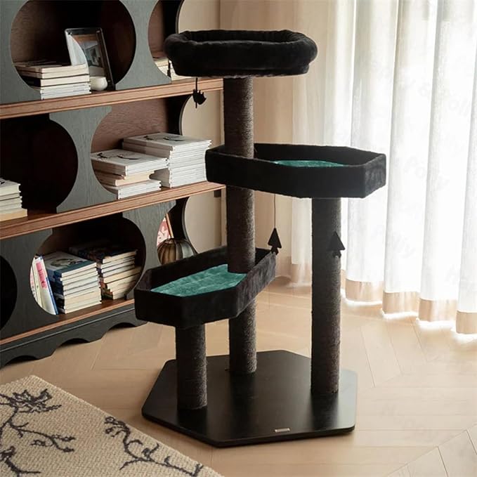 Happy & Polly Gothic Cat Tree with Coffin Bed - 40.9" Black Cat Tower with Soft Mats (Green)