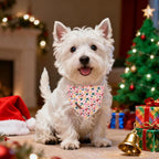 Christmas Dog Bandana–Pink Christmas Tree Triangle Scarf for Small Medium Large Dogs, Soft Cotton Pet Bib for Winter & New Year, Adjustable Dog Kerchief