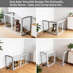 Dog Fence Indoor,Dog Gate Indoor for Doorway pet gate -4-Panel Freestanding, Hallways, House or Stairs -80x24-Inch Retractable Foldable Expandable Wood Pet by SFJC (Grey) ﻿