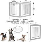 ZJSF Freestanding Foldable Dog Gate for House Extra Wide Wooden Indoor Puppy Gate Stairs Doorways Pet Gate Tall Dog Fence 2 Panels Fence Grey