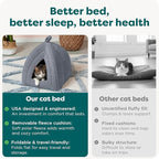 FurHaven Cat Bed Cave for Indoor Cats & Small Dogs, Washable & Foldable Pet Tent with Removable Cushion, Small, Polar Fleece, Heather Gray