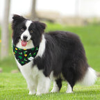 E-Clover St Patrick Dog Bandana Boy & Matching Scrunchie-Shamrock Dog Bandanas Irish Pet Scarf Bib for Medium Large Dogs Girl Owner Gift Dark Green