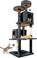 58" Cat Tree Large Cat Tower Condo w/Multi-Level Scratching Post for All Indoor Cats (Dark Grey)