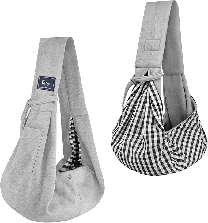 CUBY Dog and Cat Sling Carrier - Hands Free Reversible Pet Papoose Bag - Soft Pouch and Tote Design - Suitable for Puppy, Small Dogs Cats Outdoor