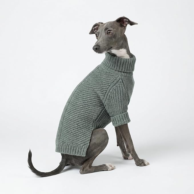 Fitwarm Dog Turtleneck Sweater, Thermal Knitted Pet Coat, Dog Winter Clothes for Small Dogs, Cat Apparel, Heather Grey, Small