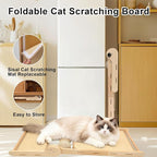L Shaped Cat Scratching Post, 23.2" Tall Sisal & Wooden Base Cat Scratcher Board for Indoor Cats, Sturdy Vertical Cats Scratching Pad Protects Furniture