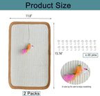 2 Pcs Natural Sisal Cat Scratcher Mat,Cat Scratching Pad with A Play Toy for Protector Fabric Sofa,Wall,Furniture and Door from Kittens Scratching