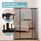 No Pawblems 55.1" Extra Tall Pet Gate for Cat/Dog, 29.9-44.4" Wide Auto Close Tall Cat Gate, NO Drilling Pressure Mounted for Doorways/Hallways, 1.37" Narrow Bar Spacing, Black