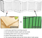 ZJSF Freestanding Foldable Dog Gate Wooden Extra Wide White Puppy Gate 6 Panels Tall Pet Gates for The House Dog Fence