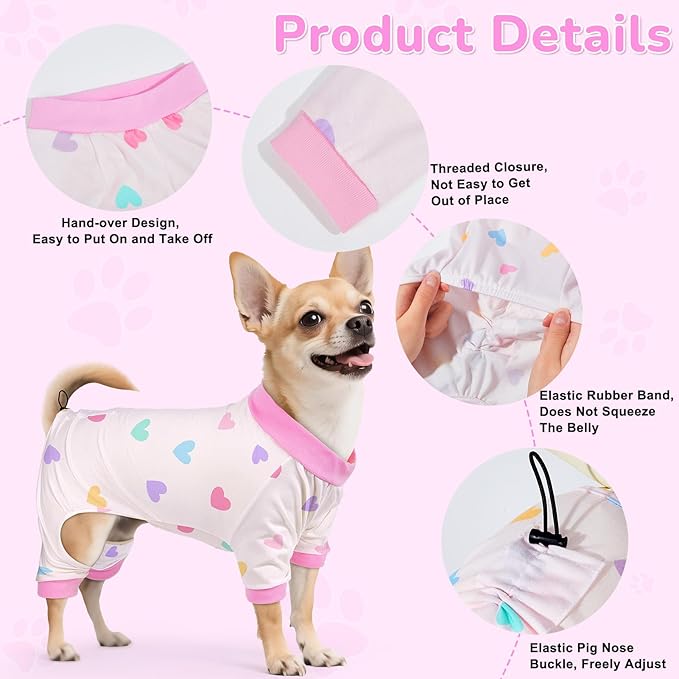 Glittme 2PACK Dog Pajamas Soft Dogs Clothes for Small Medium Dogs Elastic Cats Apparel Breathable Dog Pjs for Puppy
