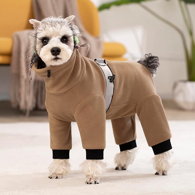 Polar Fleece Dog Coats for Small Medium Dogs, Winter Jacket Sweater Vest Bodysuit, Four-Legged Warm Clothes Pajamas