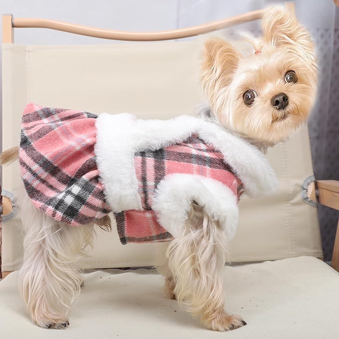 Dog Sweater Dog Winter Clothes for Small Dogs Boy Girl Fall Puppy Dress Warm Fleece Chihuahua Yorkie Teacup Sweaters Dresses for Small Dogs Girl Cat, Pink, S