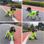 Lovelonglong Warm Dog Coat, Windproof Dog Jacket for Small Medium Large Dogs, 4 Legged Fleece Dog Winter Coat Zippered Closure Dog Outdoor Jacket Green M