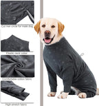 Dog Coats Autumn Winter Jumpsuit for Large Medium Dogs, Warmer Recovery Suit Polar Fleece Dog Bodysuit Lightweight Pajamas Pullover Stretchy Onesie Four-Legged Cold Weather Clothes(4XL, Grey)