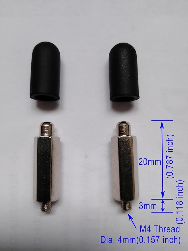 Replacement Extra Long Contact Point w/Conductive Silicone Rubber Cap Tip for Dog Training Shock Collar/E Electric Electronic Remote Bark Collar, Prong/Probe for Long Fur Pet Dog(M4 Thread)
